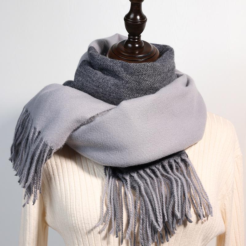 Gradually Change Color Scarf Women's 2025 New Autumn and Winter Imitation Cashmere Sweet Scarf Warm Medium and Long Shawl