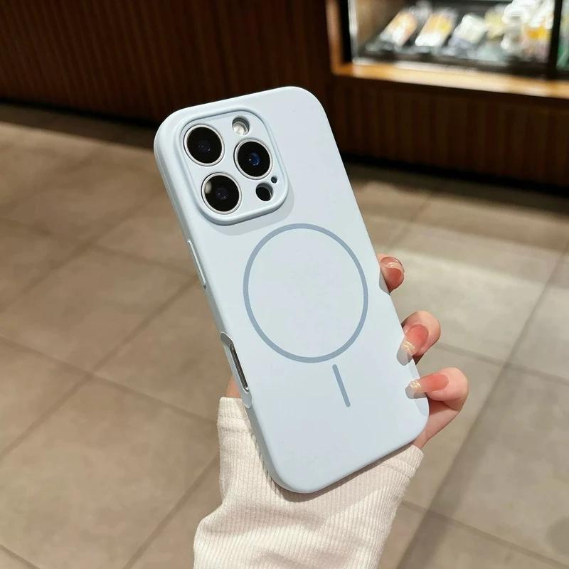 Для чехлов из жидкого силикона для телефона Для Для Iphone 17 16 1 14 13 12 Pro Max 16 Plus Air Case Магнитная крышка для беспроводной зарядки