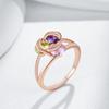 Блестящее розовое желтое фиолетовое кольцо с натуральным цирконом для женщин тренд цвет розового золота этнические аксессуары повседневные изысканные украшения