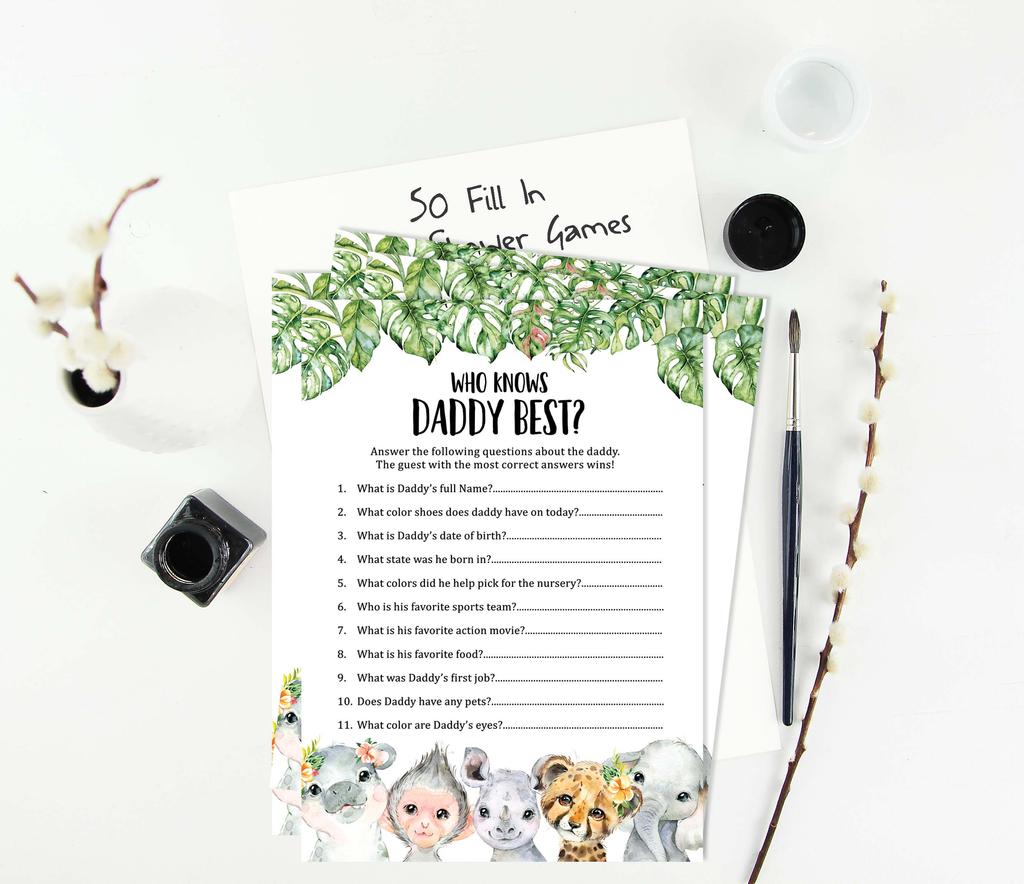 Inkdotpot Игровой набор Baby Shower из 50 игр BabyA AlphabetA ABCA Игра Safari Jungle Animals Party