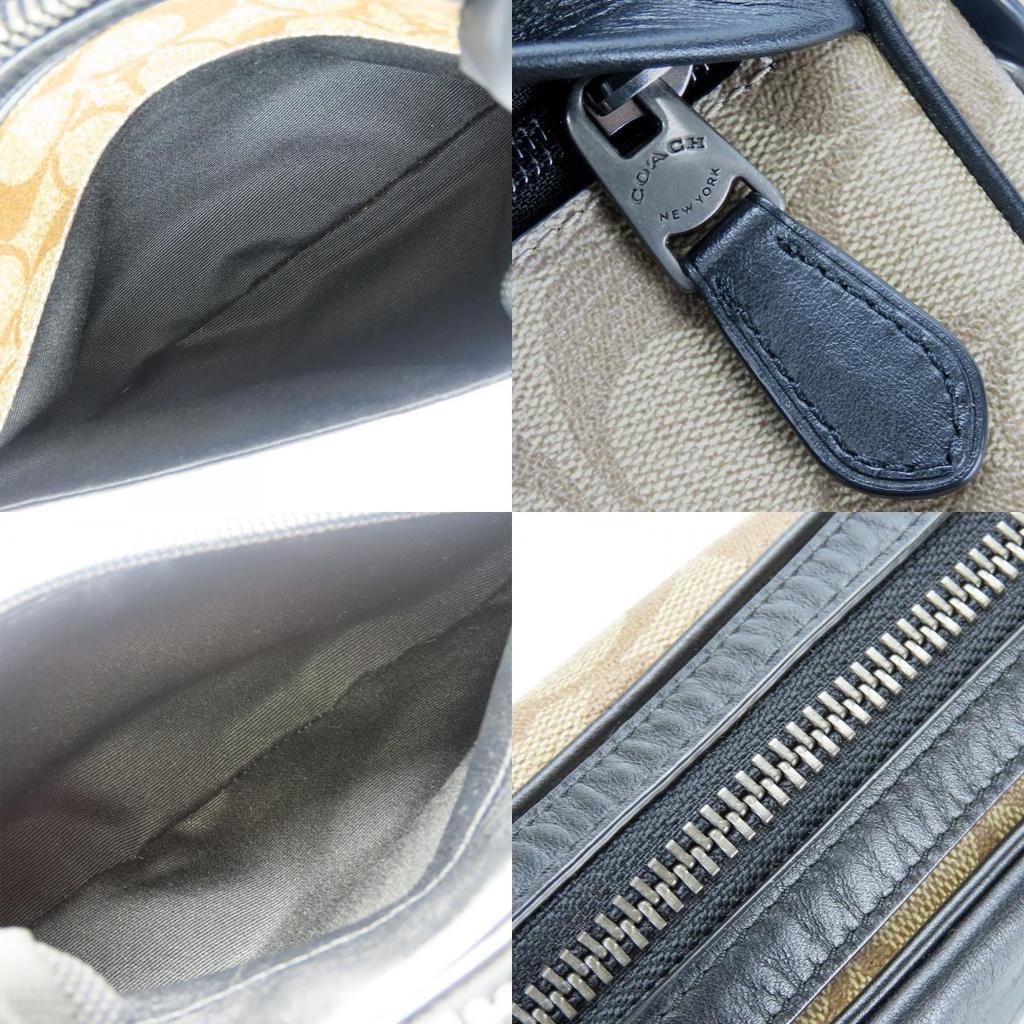 Used COACH Shoulder Bag F50715 Signature PVC/leather Beige Black Diagonally Hung