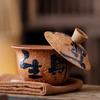 Creative Hovering Ceramic Three Talents Cover Bowl Coarse Pottery Household Kung Fu Tea Cup Old Pottery Mud Tea Bowl