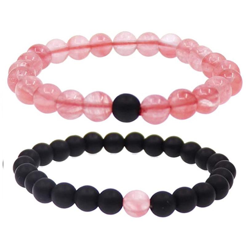 Матовые браслеты для пары из камней Тигровый глаз и Агат - Бусины 8 мм, Студенческий стиль