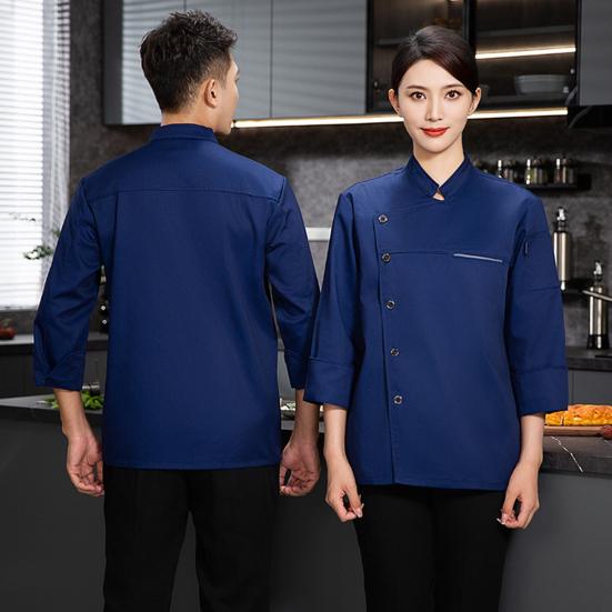 Униформа шеф-повара с воротником-стойкой, длинный рукав, мужские и женские топы, однотонные