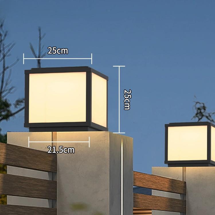 Modern Outdoor IP65 Waterproof Square Gate Fence Garden Post E27 Black Aluminum Villa Courtyard Pillar Light