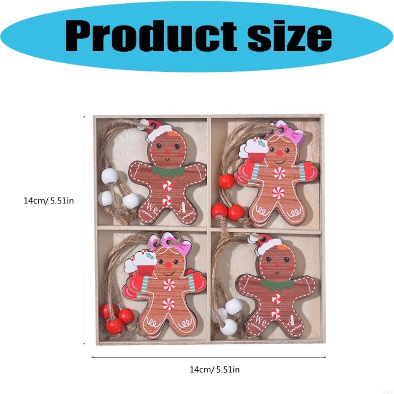 12Pcs Wooden Lovely Man Ornaments Durable Holiday Homes Decoration 4 Panel Designs for Christmas Tree Decorations