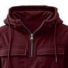 Men Hoodie Zipper Half Placket Hooded Drawstring Long Sleeve Sport Tops with Pockets Solid Color Multi-Pocket Design Warm Sweatshirt