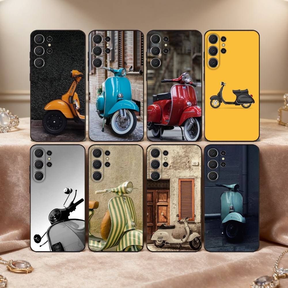 V-Vintage M-Moto Phone Case For Samsung S26,S25,24,23,22,30,21,10,9,Ultra,Plus,Lite,FE Soft Black Case