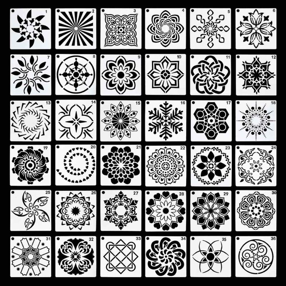 36/56Pcs Reusable Mandala Dot Painting Templates Creative Dot Painting Stencils Wall Spray Art