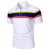 Мужская футболка-поло с коротким рукавом и отложным воротником в стиле колор-блок - Новая европейская и американская мода