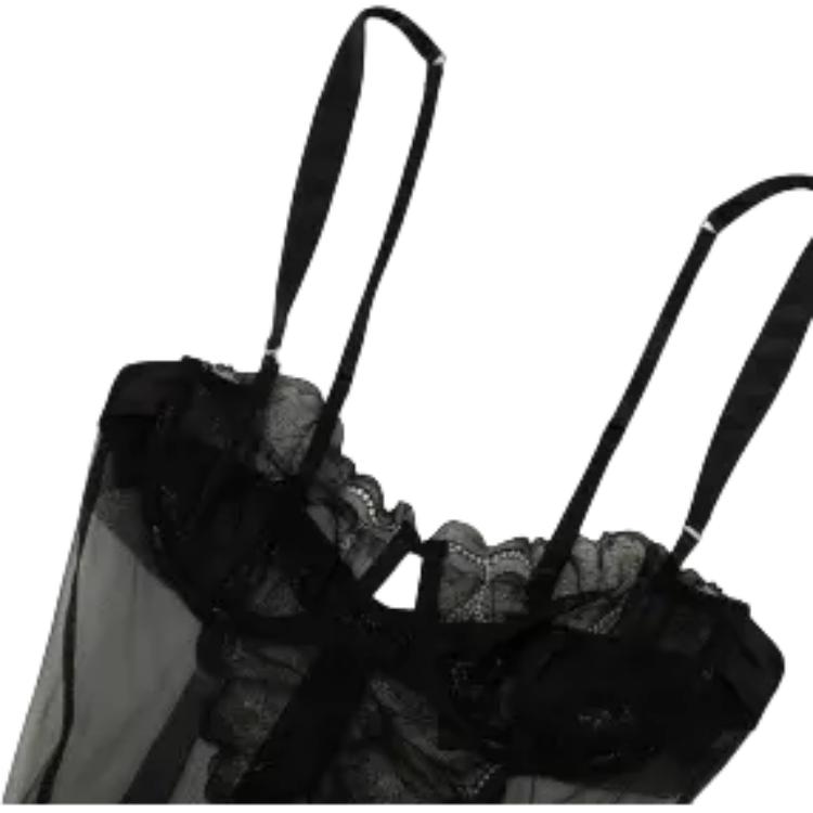 Calvin Klein Черный ярлык сексуальное кружевное прозрачное боди женские боди Space-Black QF8033-1