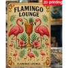 Retro Flamingo Metal Sign Tropical Wall Art Tiki Bar Decor Man Cave Accent