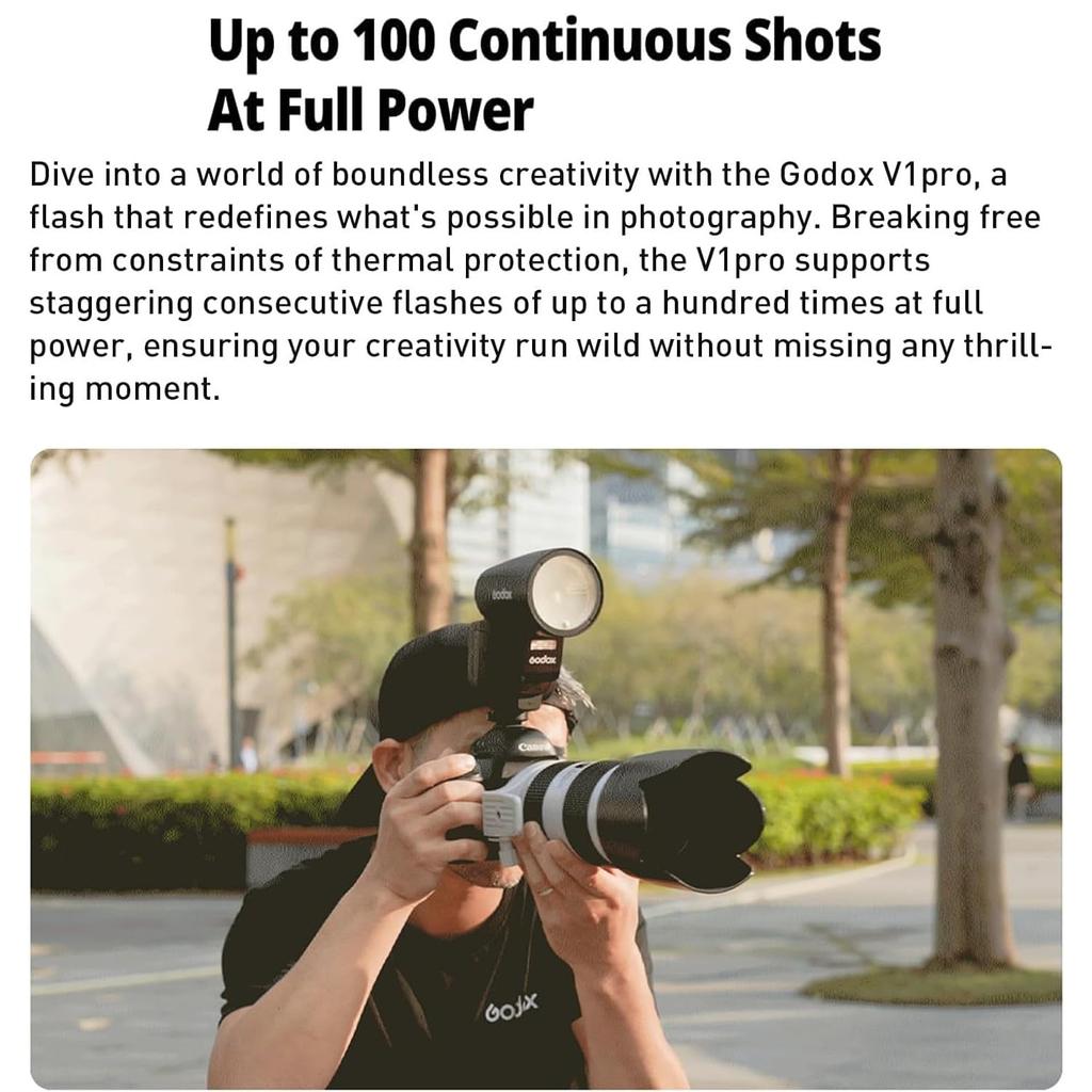 Авторизованная вспышка Godox для камеры Speedlight 76Ws TTL 500 секунд полной мощности Recycle 10 Level LED Modeling Lamp Pro [Godox Agent] V1Pro-S Sony, 2.4G