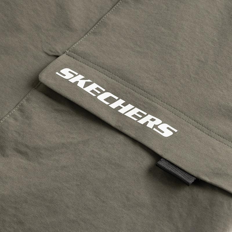 Skechers Быстросохнущие Повседневные Спортивные Свободные Дышащие Приятные для Кожи Для Коммутирующих На Улицу Карго Шорты Унисекс Шорты Шалфейно-Зеленые P225U127-04X9