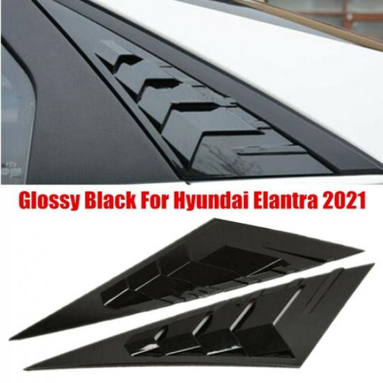 For Hyundai Elantra 2021 Glossy Black Side Vent Window Scoop Louver Cover Trim