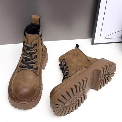 Женские плоские ботильоны на шнуровке с бархатной подкладкой, толстой подошвой и увеличением высоты