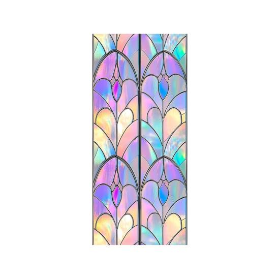 Stained Glass Rainbow Window Privacy Film Decorative Sun Blocking Glass Clings Colorful Static Coverings Decals for Home Glass Door