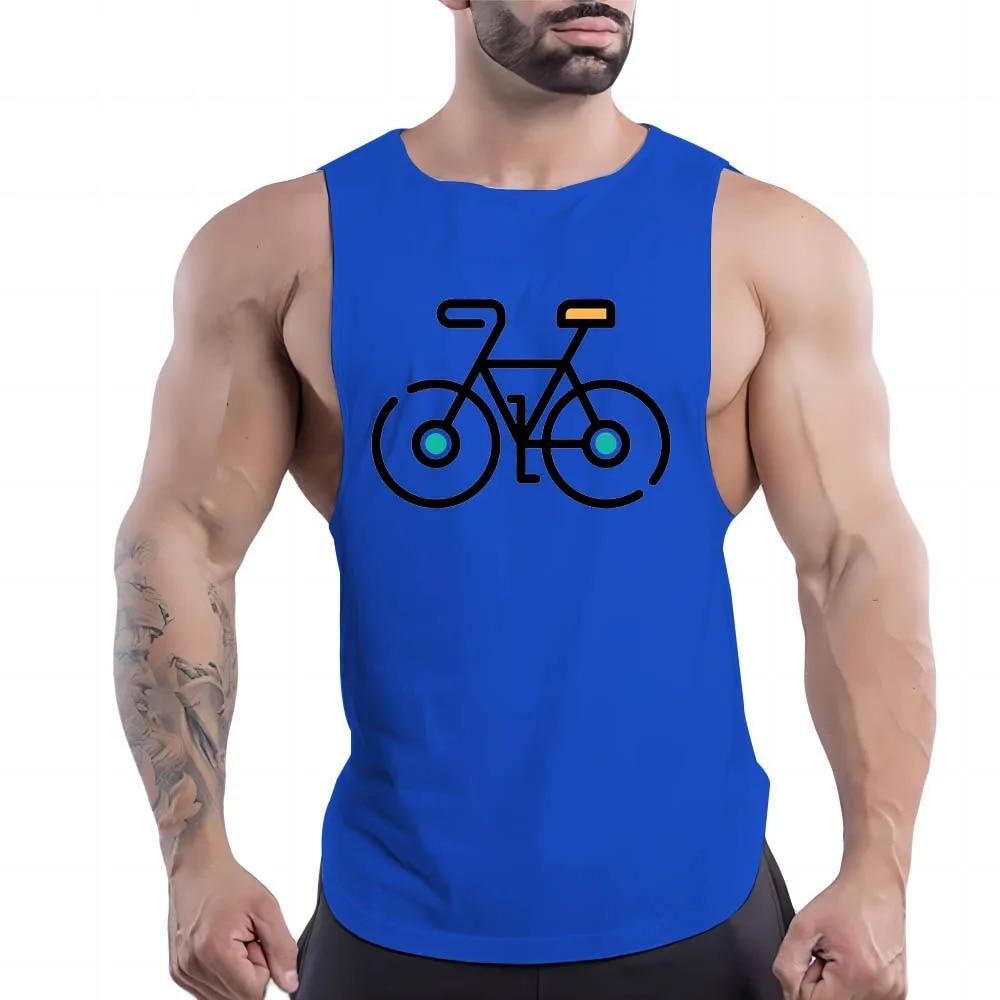 Summer Adult Men'S Outdoor Fitness Casual Sports Crew-Neck Vest Creative Bike 2d Print Breathable Quick-Drying Sleeveless Shirt