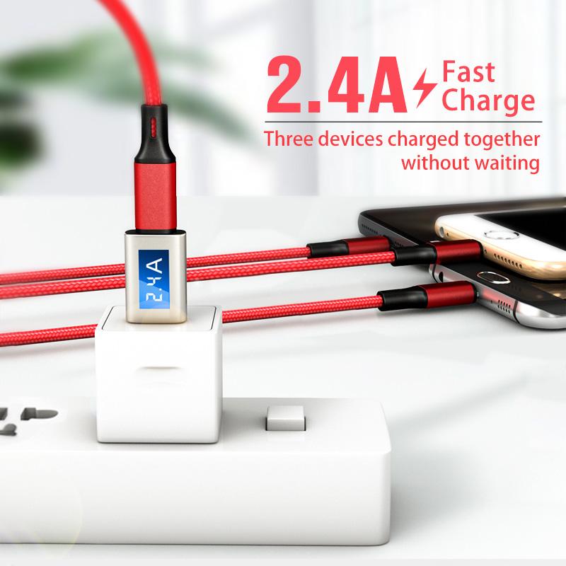 FONKEN 3 в 1 USB-кабель типа C к USB C Micro USB Кабель для зарядки телефона PD Кабель для быстрой зарядки для iPhone 12 Мобильный телефон Type-C Android Нейлоновый кабель