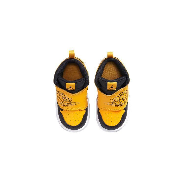 Sky Jordan 1 Черный Белый Университет Золото (ТД) Детские кроссовки BQ7196-035