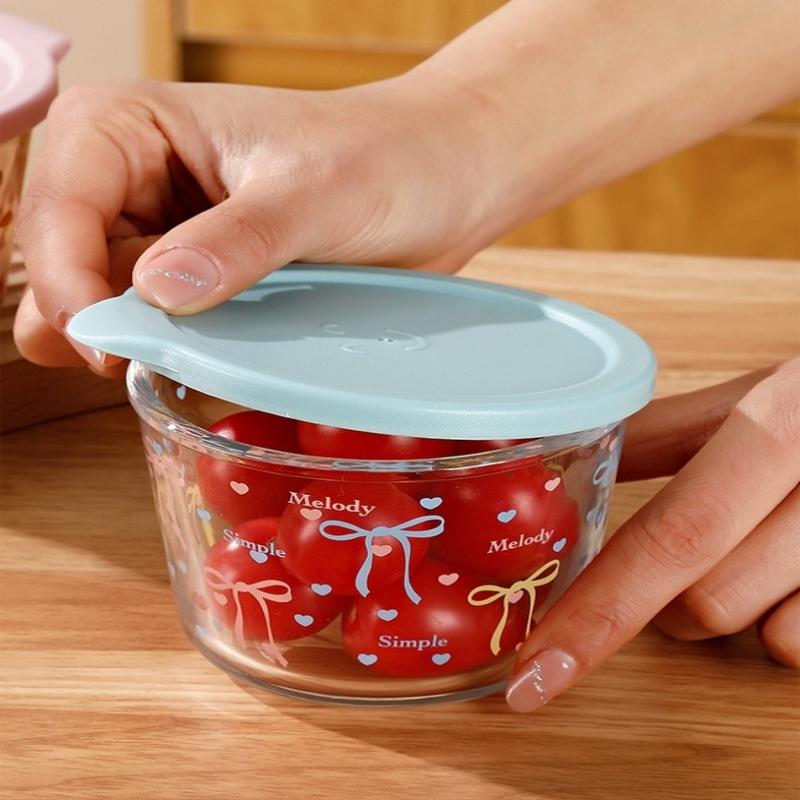 Круглый контейнер для хранения продуктов из высокоборосиликатного стекла, герметичная банка с крышкой, безопасная для микроволновой печи и холодильника, банка для хранения фруктов и овощей