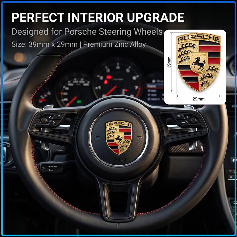 1 шт. Металлическая текстура Значок-щит Porsche Водонепроницаемая, устойчивая к выцветанию Декоративная наклейка Подходит для всех Porsche Седан, Внедорожник, Спортивный автомобиль Модификация интерьера