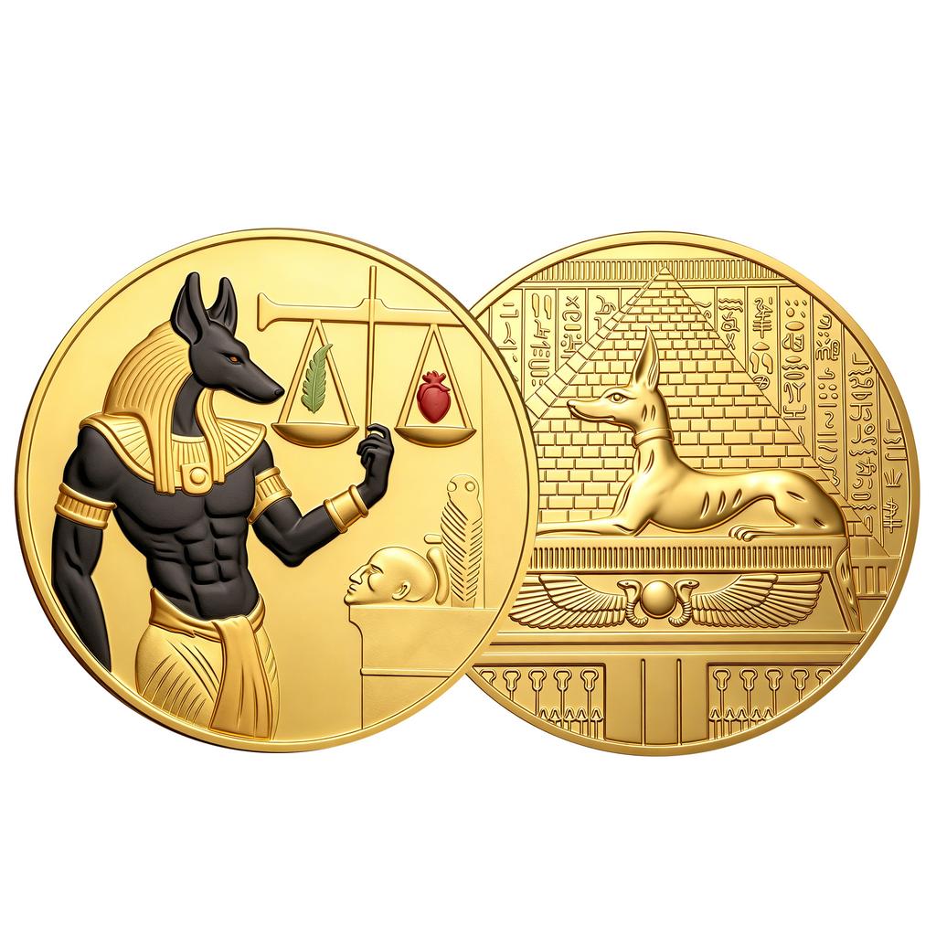 Ancient Egyptian Commemorative Coins Metal Museum Cultural and Creative, Commemorative Medals Collection Pyramid Pharaoh Relief Coins