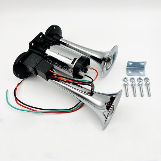 Car Air Horn Dual Trumpets with Air Compressor Simple Installation Universal Powerful Super Loud Truck Train Horn Kit