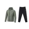 Li Ning Однотонная ветрозащитная куртка с капюшоном Удобная дышащая теплая эластичная талия Длинные брюки Повседневный спортивный костюм AFDU951-4+YKLU333-1