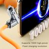 Зарядный кабель 100 см, 4-в-1, USB Type-C, 8 контактов, 100 Вт, 480 Мбит/с, быстрая зарядка мобильного телефона, планшета, силиконовый кабель для передачи данных из цинкового сплава, проводной шнур