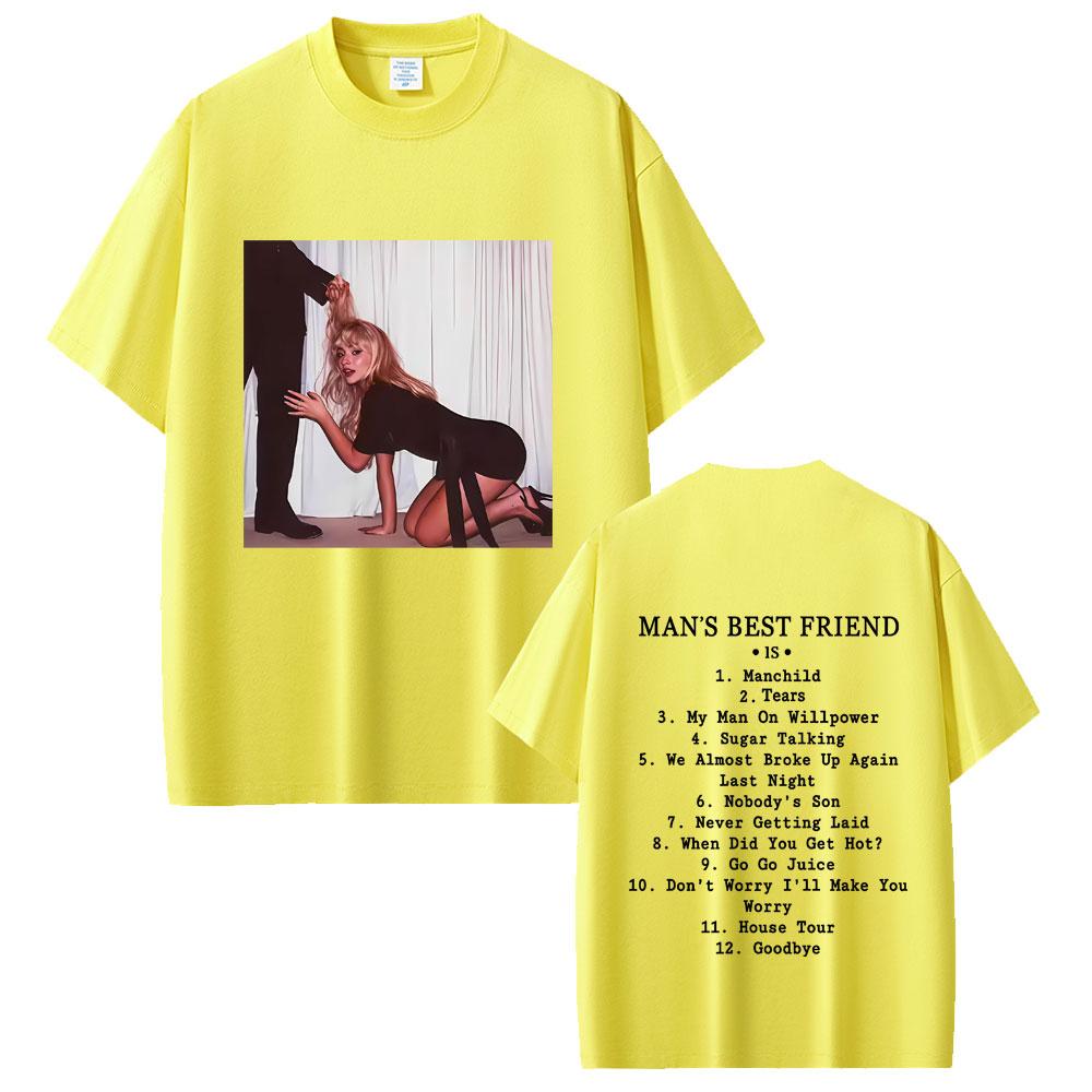 Sabrina Carpenter Mans Best Friend Album Graphic T Shirts Male Vintage Streetwear Men Women Fashion Casual Oversized Tshirt