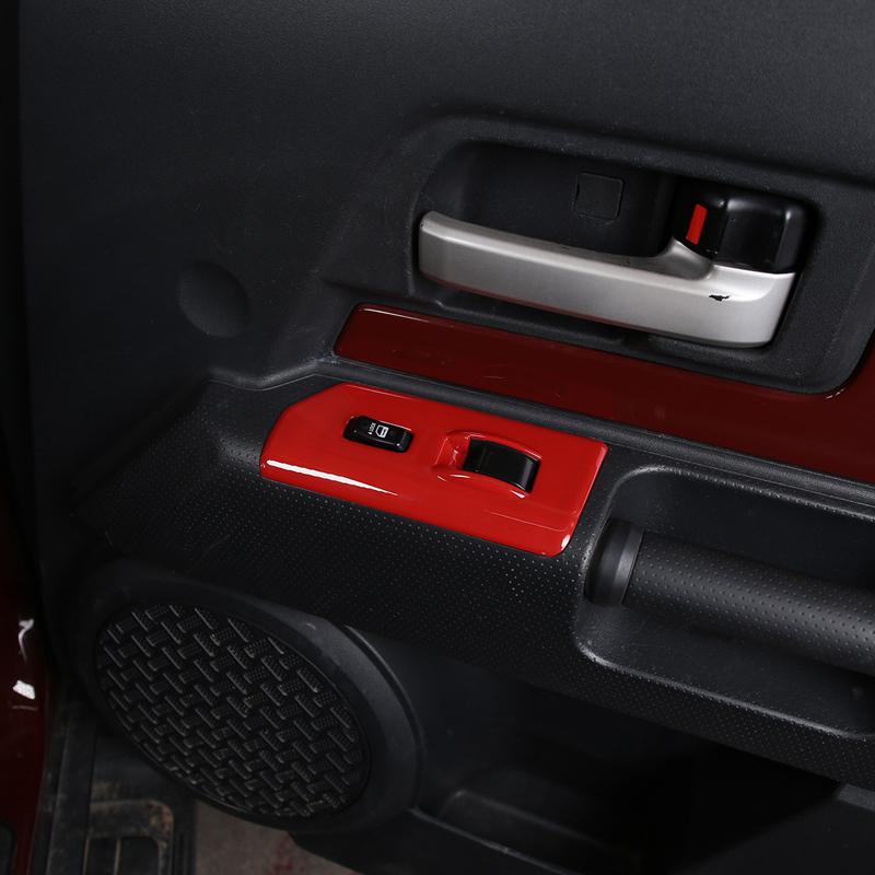 Для Toyota FJ Cruiser 2007- ABS Глянцевый черный/Углеродное волокно Декоративная наклейка-рамка кнопки стеклоподъемника автомобиля Автоаксессуары