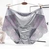 Plus Size Modal Satin Silky Lace Triangle Panties with Cotton Crotch, Mid-Waist, 80-190 Jin