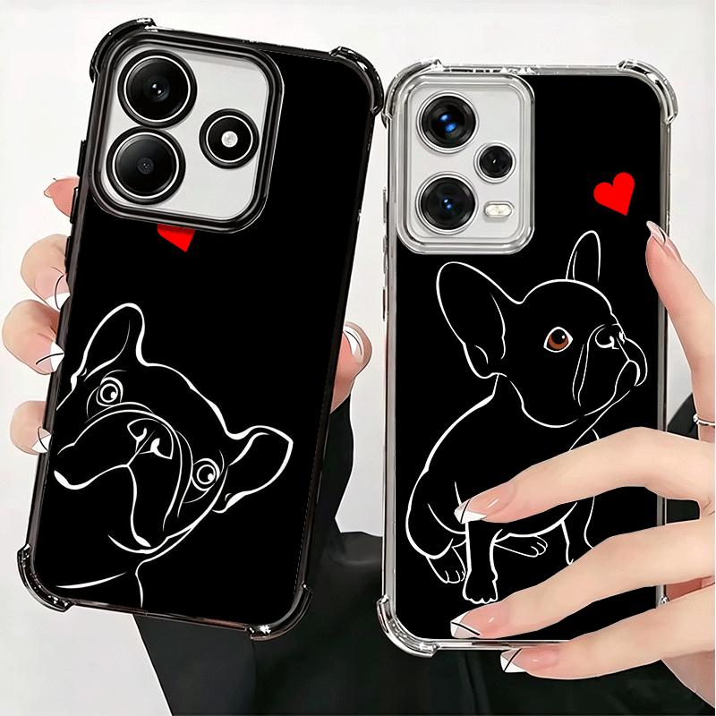 French Bulldog Black Desgin Plating Phone Case For Xiaomi Redmi Note 14 15 Pro Plus 13 12 11 11S 11T 10 9S 9 5G Anti-Fall Airaba