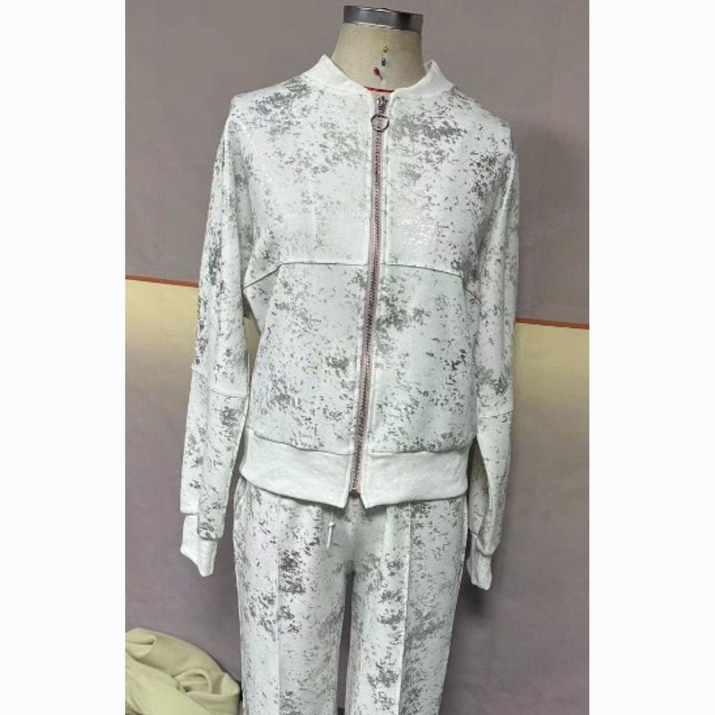 Весенняя женская мода, повседневная толстовка с принтом, широкие брюки, комплект из двух предметов