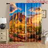 2D flat printing 2pcs Window Curtains Desert Mountain Landscape Saguaro Cacti Digital Printed Polyester Drapes Party Decorations