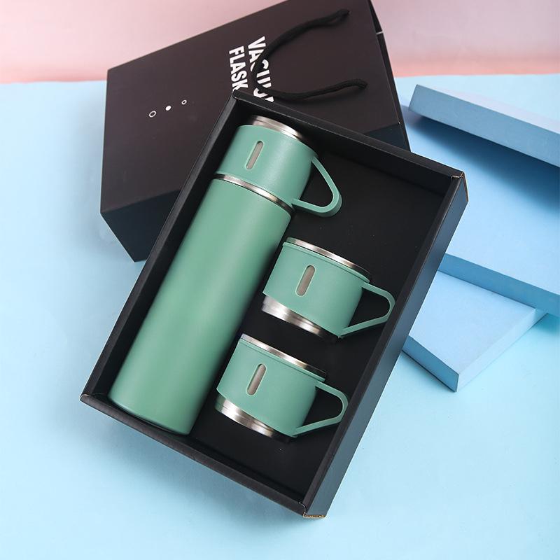 Набор кружек портативный с одной крышкой, однотонная кружка двойного назначения из нержавеющей стали, деловой вакуумный набор прямых чашек