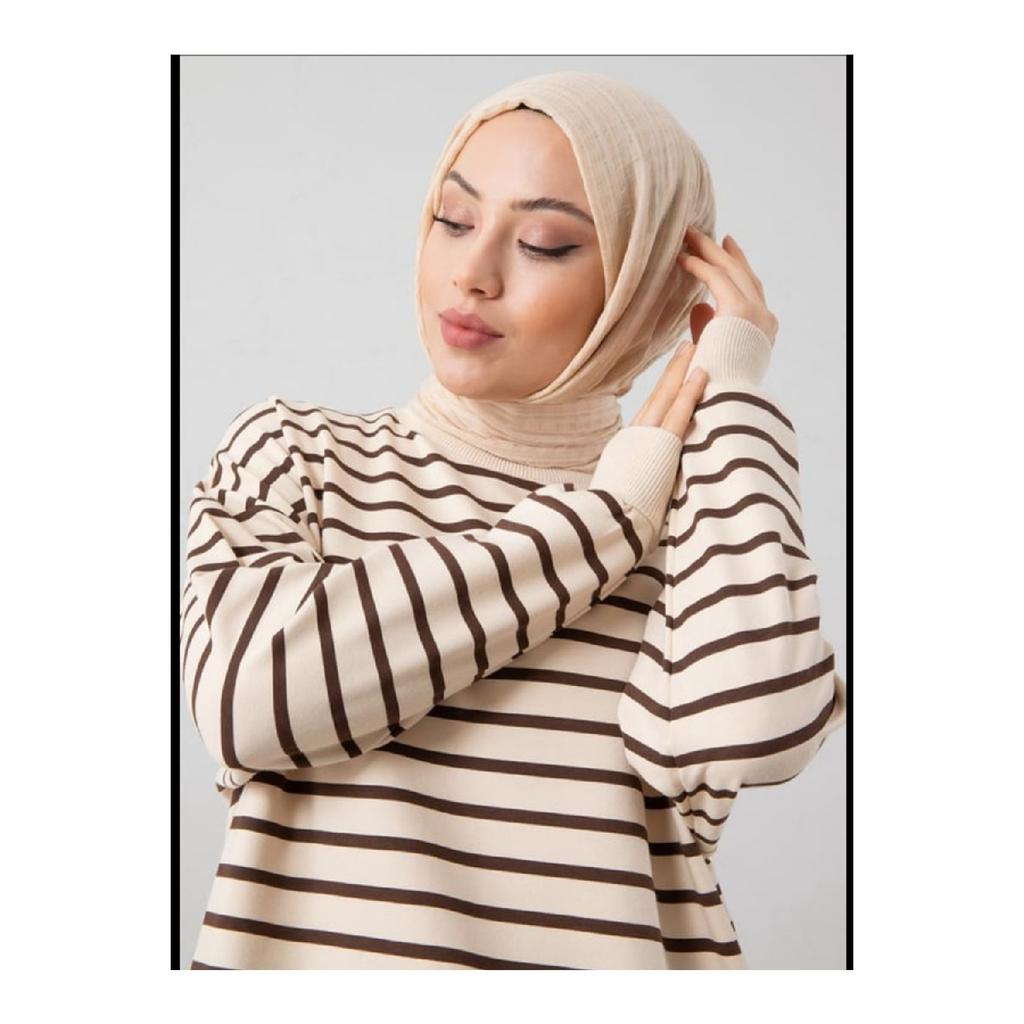 Двухниточный толстовка в полоску в стиле хиджаба-туники