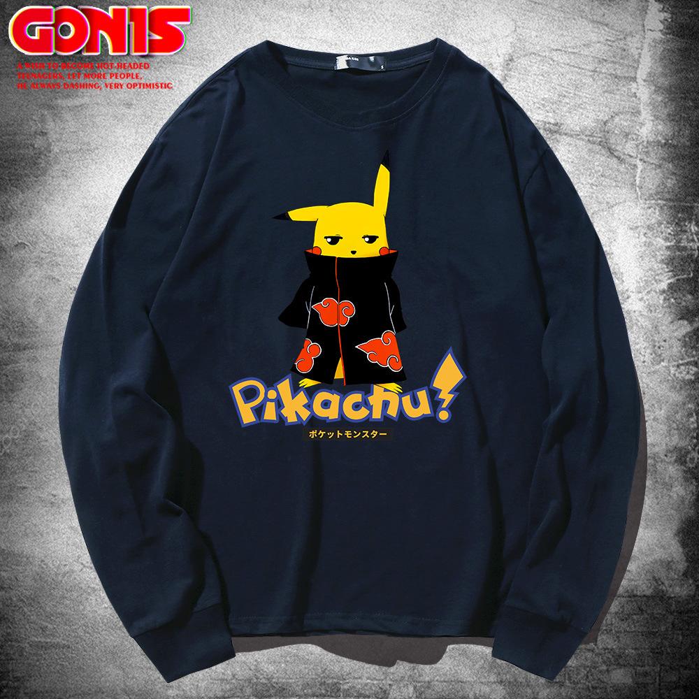 Japanese anime long-sleeve T-shirts for men and women, spring/autumn wear Naruto, pure cotton loose thin base shirts, trendy clothing