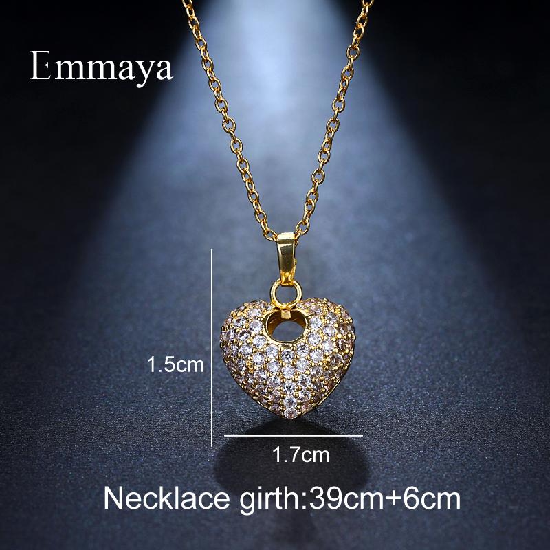 Emmaya Fashion Charm AAA Cubic Zircon Multicolor Romantic Heart Pendant Jewelry Necklaces For Woman Wedding Party Gift