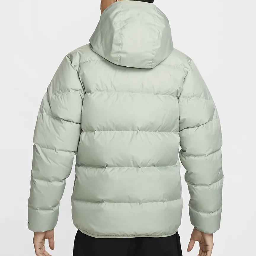 Nike Однотонная куртка с капюшоном на молнии, модная, универсальная, с длинным рукавом, пуховик, мужская куртка, светло-серая, HQ0897370