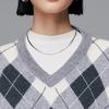 PALUOPO V-Neck 100% Cashmere Retro Argyle Jacquard Knit Sweater