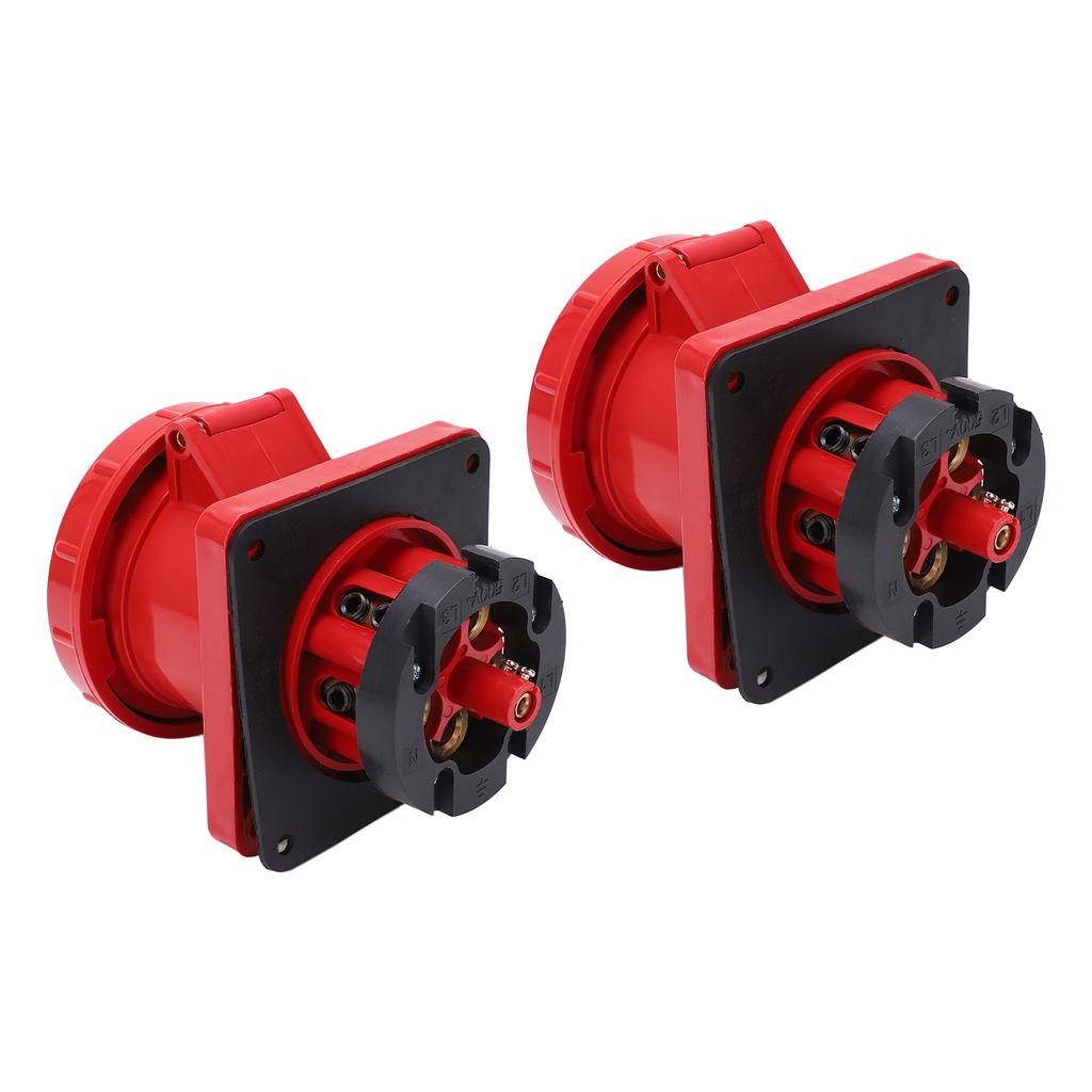 2pcs Industrial Straight Sockets 125A 3 Phase IP67 Waterproof Flush Mounting 380415V(3P+N+E 5Pin )