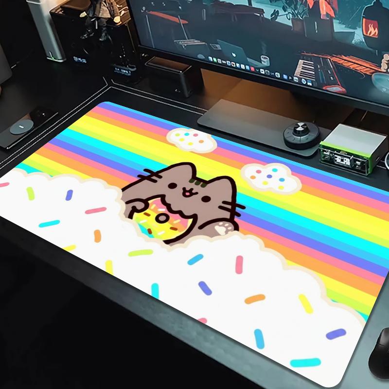 Pusheen Cat Mouse Pad Large Gaming Table Cushion Nonslip Laptop Tablet Big Mousepad Xxl Mat Mini Pc Playmat With Lock Edge