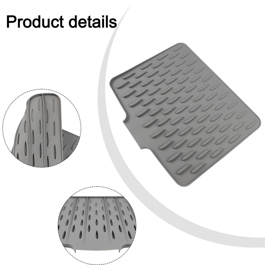 Silicone Draining Pad Drying Mat Silikon Dish Drying Mat With Tilted Water Diversion Mat For Kitchen Tableware Non-slip Mats