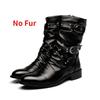 Fashion Winter Pointed Toe Men's Mid-calf Boots Buckle Strap Chelsea Boot for Men Leather Mens Motorcycle Boots High Top Man Winter Shoe