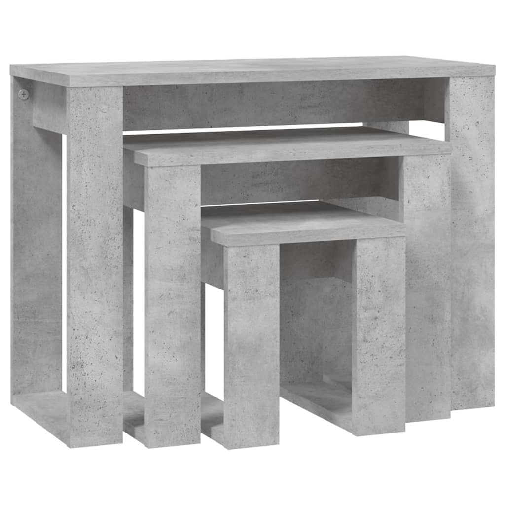 3 Piece Nesting Tables Concrete Grey Engineered Wood