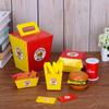 Kids Play Food Toys Pretend Play Wooden Fast Food Burger Fries Food Toy Set Gift