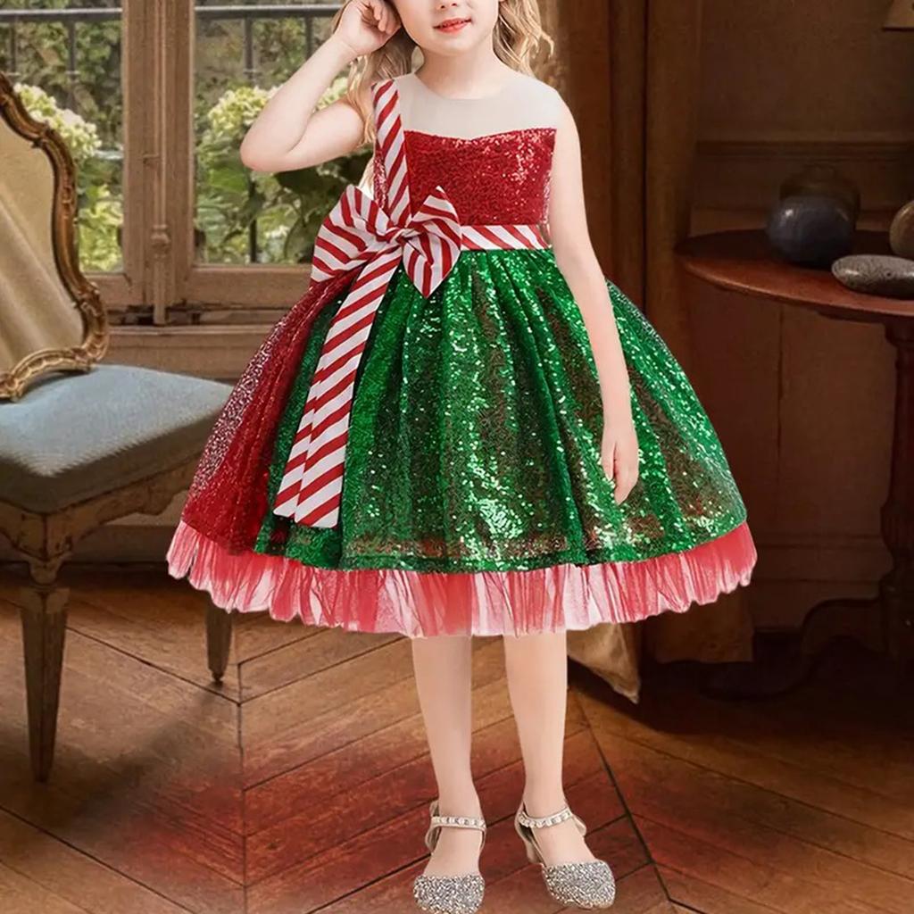 Children's Sequined Christmas Dress, Birthday Party Performance Dress