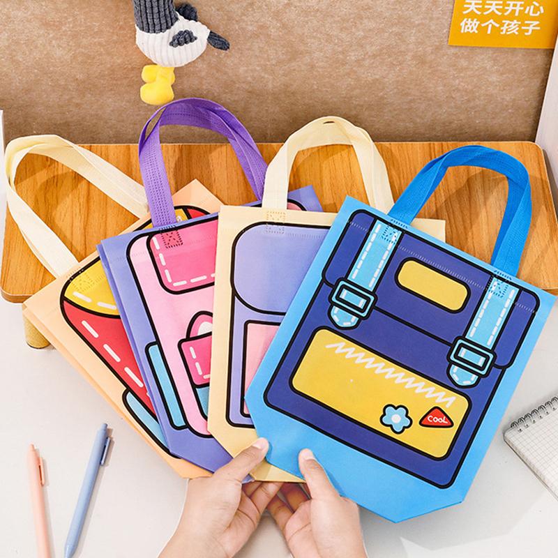 Дофаминовый цветной школьный рюкзак с рисунком, нетканый упаковочный пакет с ручкой, сумка для хранения конфет, закусок, еды, книг, одежды, школьные принадлежности